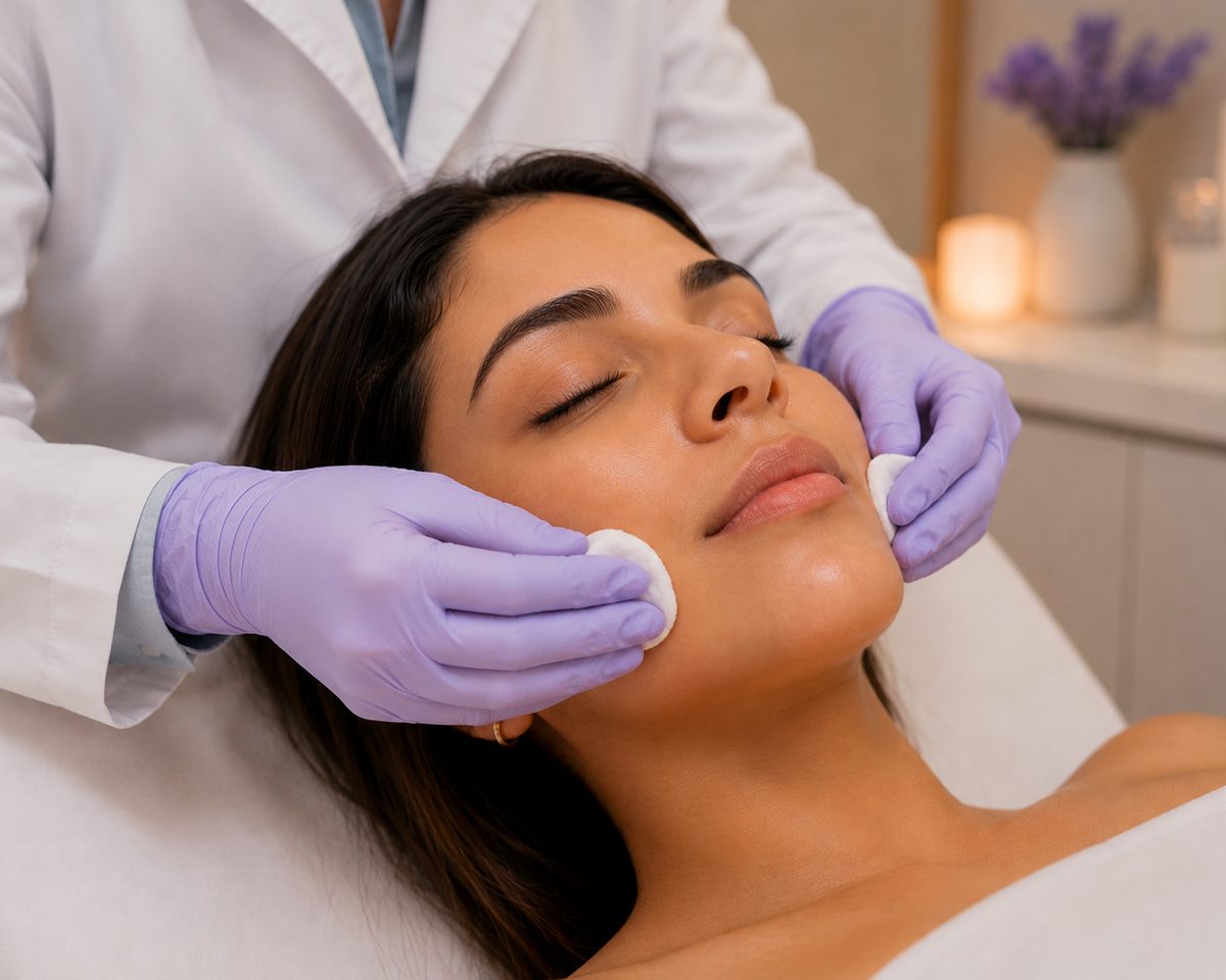 Tratamiento facial de medicina estética en un ambiente sereno